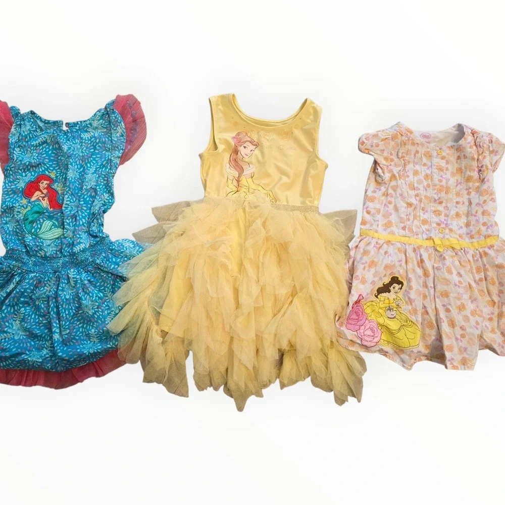 Disney Princess Dress Lot Girls Size 3T & 4T Princess Belle & Ariel